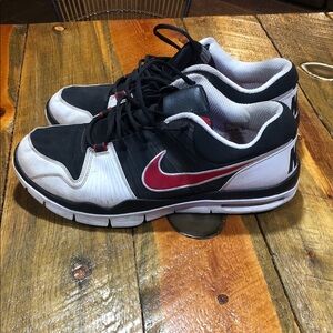 Nike Black and White Shoes with Red Logo
